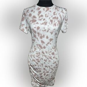 Express White and Brown Fitted Short Sleeve Shirt Dress size Small NWT